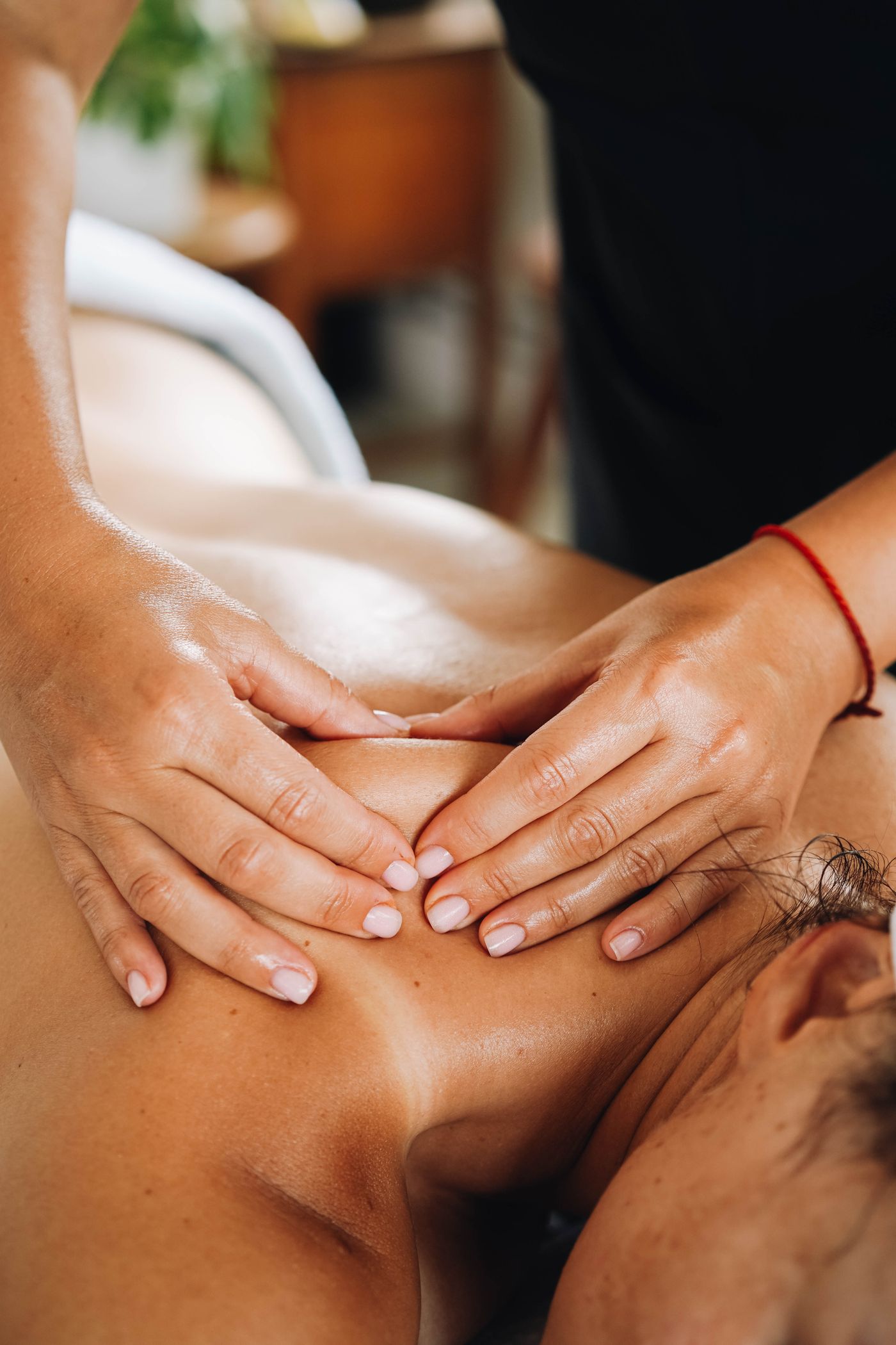 Close-up of a relaxing spa massage treatment